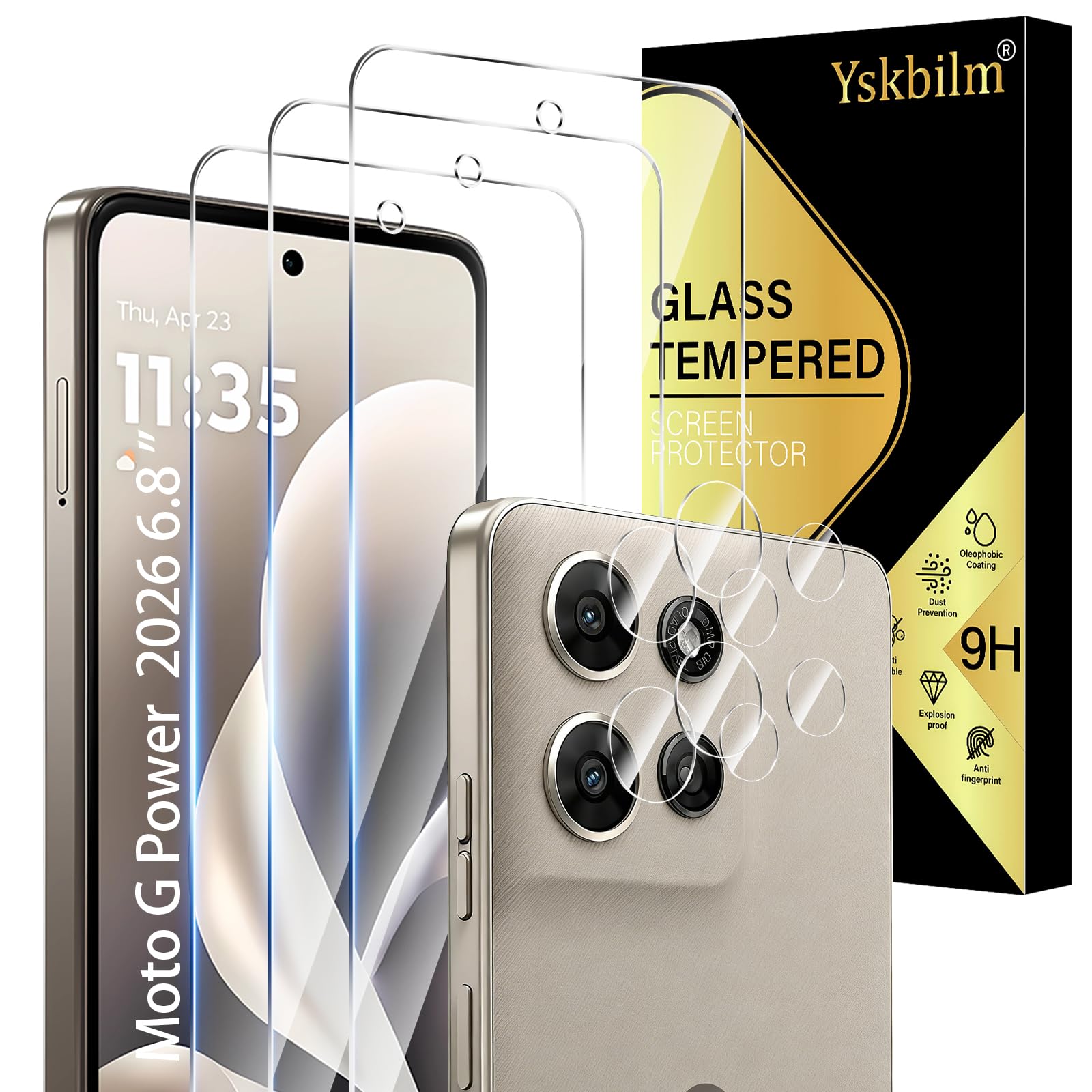 Photo 1 of (3+2 Pack) Designed for Motorola Moto G Power 5G 2026 Tempered Glass Screen Protector + Camera Lens Protector,[3D Touch][Bubble-Free][Anti-Scratch] Screen Protector Glass For Motorola G Power 2026