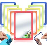 Dandat 10 Pcs 6x4 Shatter Proof Unbreakable Kids Mirrors, Warm Colors | Unbroken, Child-safe Design, for Nursery School Decor, Classroom Bulletin Board DIY Crafts, Speech Learning, Emotion Control