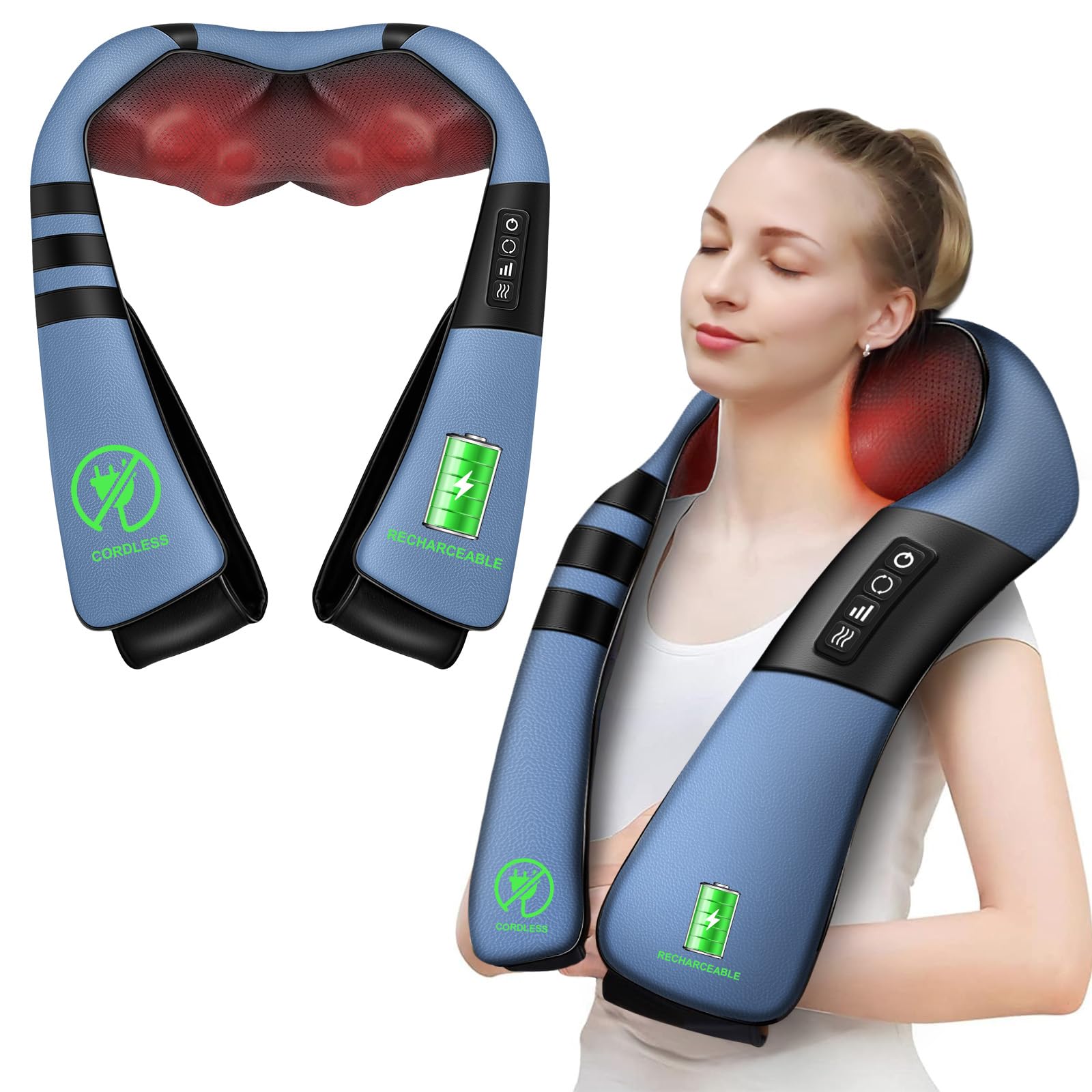 Photo 1 of ***DAMAGED - SEE NOTES/PICTURES*** WERTYI Cordless Shiatsu Neck and Shoulder Massager with Heat, Back Massager for Pain Relief Deep Tissue 3D Kneading, Back Massager for Neck and Shoulder Pain, Gifts for Women Men Family