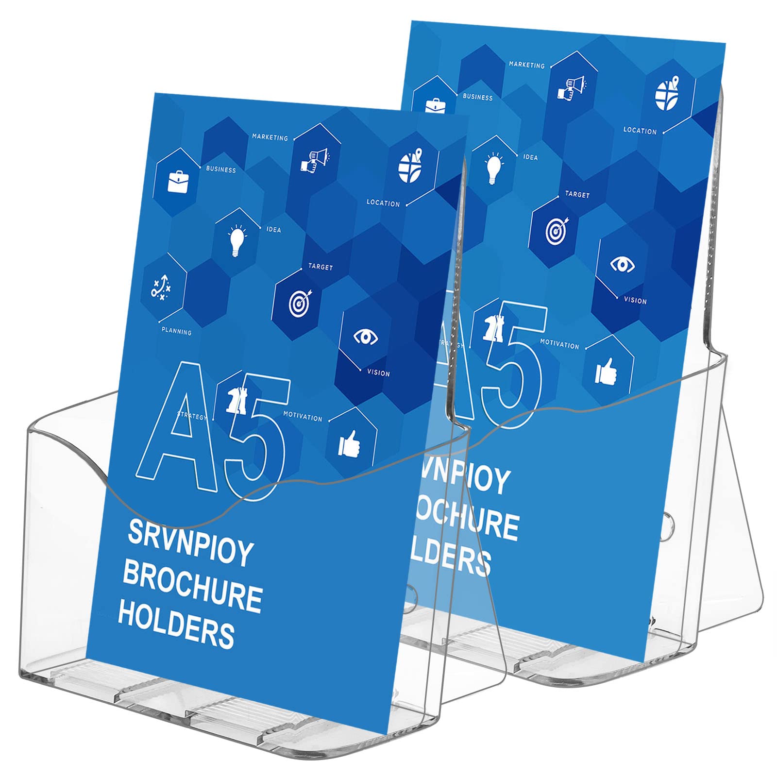 Srvnpioy Acrylic Leaflet Holder - A5 Brochure Dispenser Display Stand for Counter Office Restaurant Reception