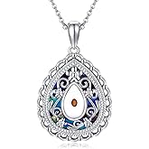 AXOMY Mustard Seed Necklace 925 Sterling Silver Abalone Shell Mustard Seed Faith Flower Pendant Necklace Mustard Seed Jewelry Gifts for Women