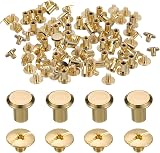Sourcing Map Chicago Screw Set M5 x 8mm Gold Tone 50 pcs Leather DIY Rivets