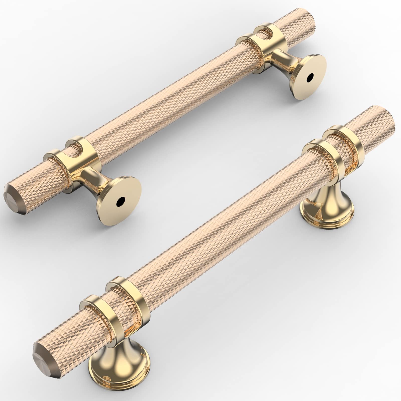 Photo 1 of Amerdeco 10 Pack Knurled Gold Cabinet Pulls 5.9 Inch Length (3.75 Inch Hole Center) Brushed Brass Kitchen Cabinet Handles for Drawer Dresser, Cupboard and Wardrobe ZH0025