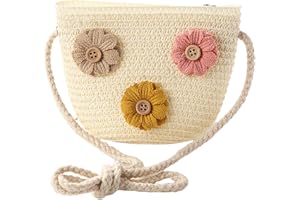 LOHGOU Women Girls Mini Crochet Crossbody Purse, Cute Straw Beach Shoulder Bag Small Wallet Pouch Hangbag