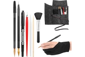 HAIFAFAFAING 9Pcs Scratch Art Tools Set Including Artist Glove, Tool Bag, Scratch Coloring Pens, Plastic And Wooden Stylus, Scraper, Repair Pen, Clean Brush Scratchs Painting Drawing Tools for Adult Painting Paper