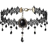 Telooco Black Choker Necklace Lace Choker Necklace for Woman Gothic Jewelry for Women Adjustable Lace Chokers Gifts for Women Halloween Party Custume Vintage Wedding Princess