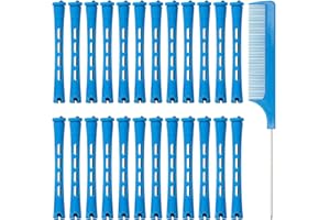 Hair Perm Rods Set, 60PCS Blue Plastic Curler Perming Rods with Steel Pintail Comb, DIY Hair Curler Styling Tools for Hairdre