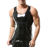 YUFEIDA Men's Faux Leather Vest Undershirt Tank Top Sleeveless Shirt Waistcoats