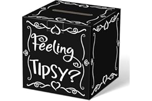 Kolldenn Tip Jar 6 x 6 x 6 Inches Donation Feeling Tipsy Box Collection Suggestion Tip Bucket Cardboard Money Storage Container for Restaurants Bars Bartender Collection Suggestion Money Storage