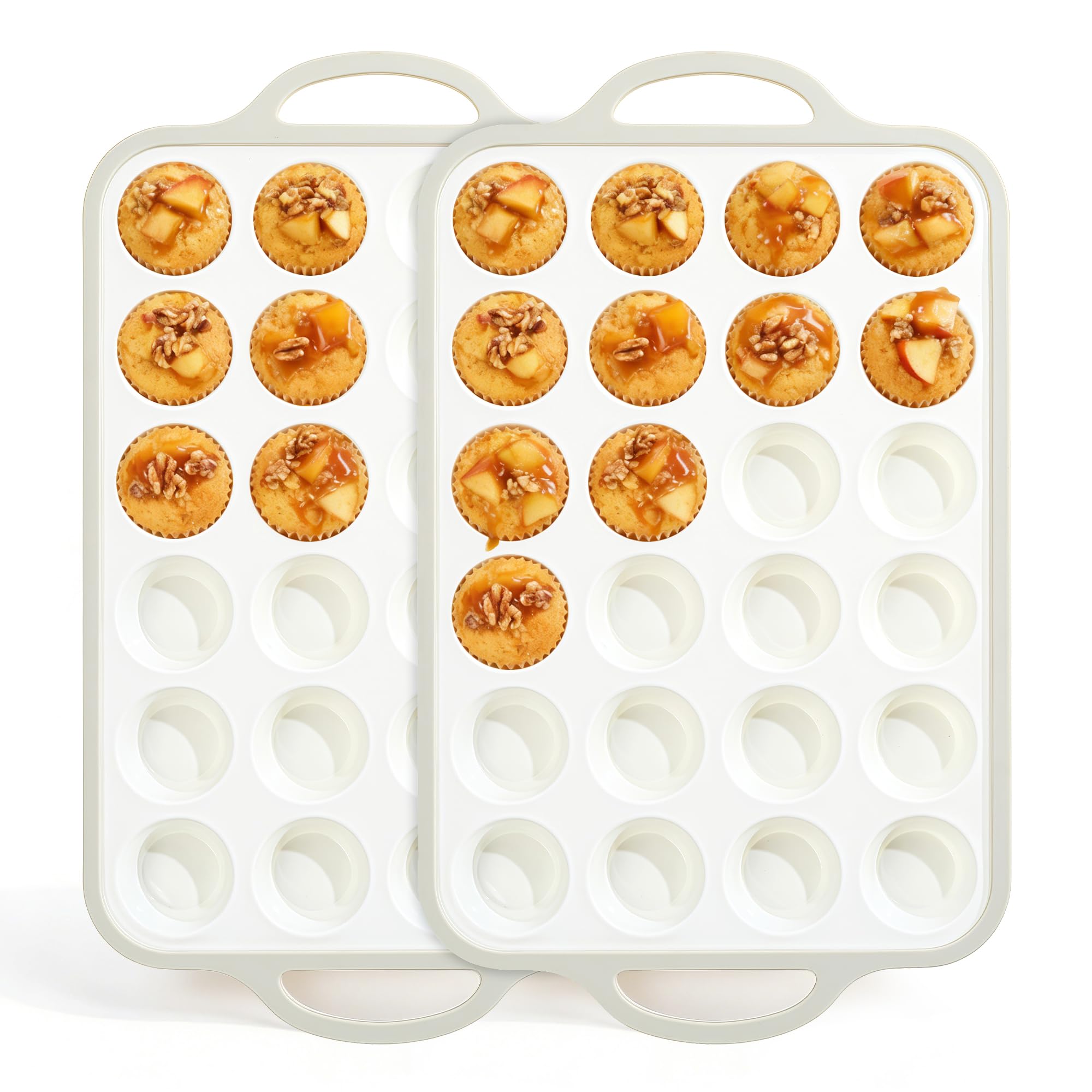 Photo 1 of **** DIRTY Fimary Silicone Mini Muffin Pan With Metal Reinforced Frame - 24 Cups Durable Silicone Cupcake Pan for Muffin, Cupcakes, BPA Free and Dishwasher Safe - 2 Piece Gray