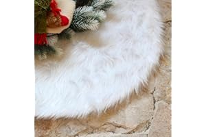 Luyue 36 Inch Christmas Tree Skirt Faux Fur Skirt for Christmas Tree White Plush Tree Skirt Tree Mat Base Cover for Christmas Tree Decoration Rugs Party Home Decor(36"/90cm)
