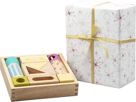 Amazon Co Jp 包装紙ラッピング済 エドインター おもちゃ 木箱 5 5 5cm 短円柱つみき 4 5 4 5 4 5cm 音いっぱいつみき 包装紙メッセージフラワー ホーム キッチン