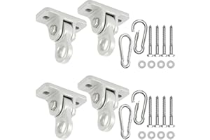 HUPBIPY 3500lb Heavy Duty Porch Swing Hangers Kit, with Screws Bolts for Wooden Sets Playground Porch Patio Yoga Seat Indoor Outdoor Hanging Snap Hooks (4 Pack Silver)
