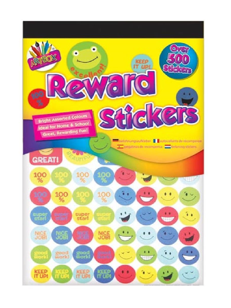 Tallon 500 Multi Cartoon Smiley Face Reward Stickers for Kids, Vinyl, Round, Single Use, School, Indoor, Walls, Desks