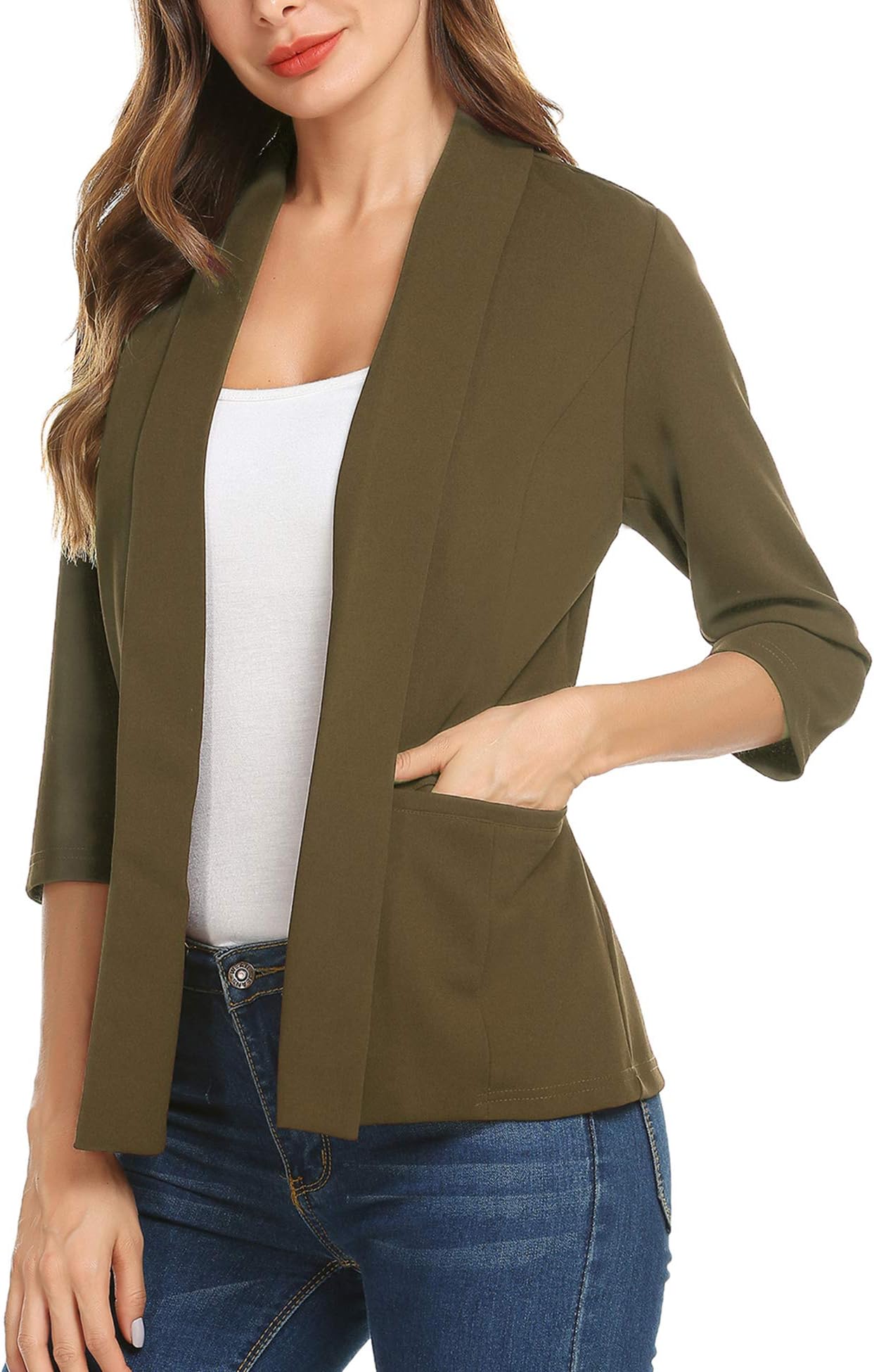 Concep Women's Casual Lightweight Long Sleeve Open Front Work Office Blazer Jacket S-XXL