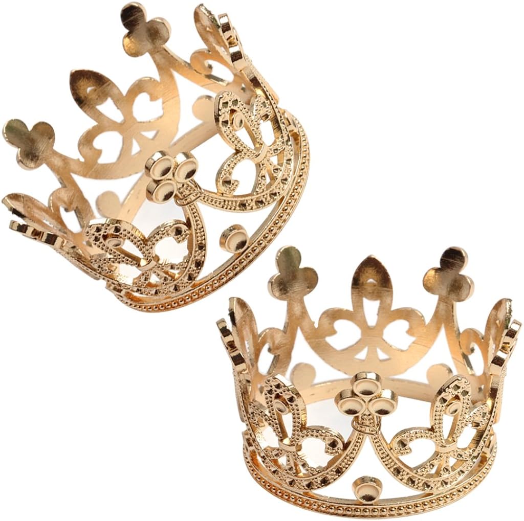 F Fityle 2Pieces Vintage Mini Princess Crown Cake Topper