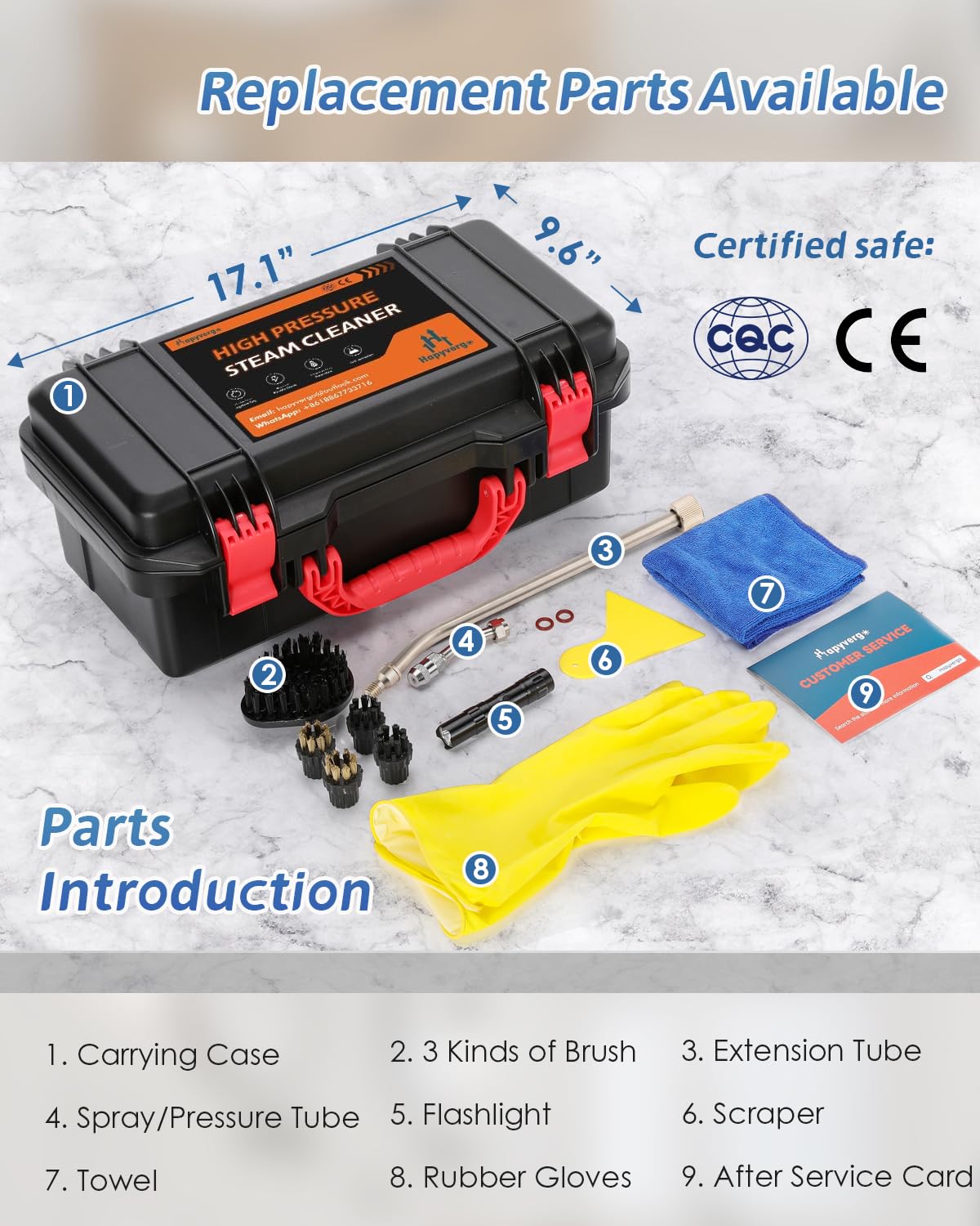 High Pressure Steam Cleaner, 1700W High Temp Portable Steamer Machine for Cleaning, Tankless and Heavy Duty for Commercial Home Use Grout Tile Kitchen Bathroom Car Detailing