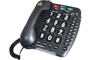 Geemarc Ultra Amplified Corded Telephone, Loudest Telephone Available, Black