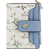 Farcauo Cute Blue Flower Wallet for Women and Girls Small Kawaii Coin Purse with ID Window, Compact Cash Wallet for Ladies, Girls, and Teens, Lightweight and Stylish Design
