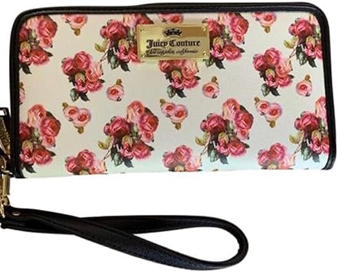 Amazon Com Juicy Couture Women S White Rose Print Single Zip Large Wallet Shoes
