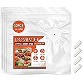 Reusable Vacuum Sealer Bags 20 Pack (10.2"x11") with 4 Clips, BPA-Free Vacuum Zipper Bags for Food Storage, Freezer & Sous Vide Cooking, Compatible with Food Saver Vacuum Sealers