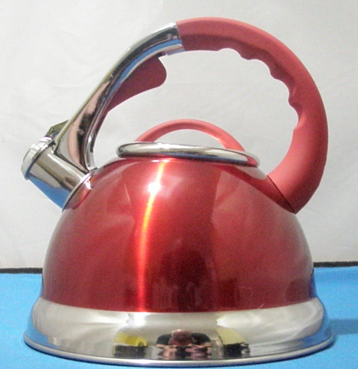 Prima 3.5L Stainless Steel Whistling Kettle with Silicone Handle in Red 11144C