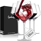 Cyrelwing Large Red Wine glasses set of 4-28oz Extra Wine Glasses set of 4 with stem-Hand Blown Crystal Big Red Wine Glasses-Light,Thin,Large Cabernet Sauvignon Glasses