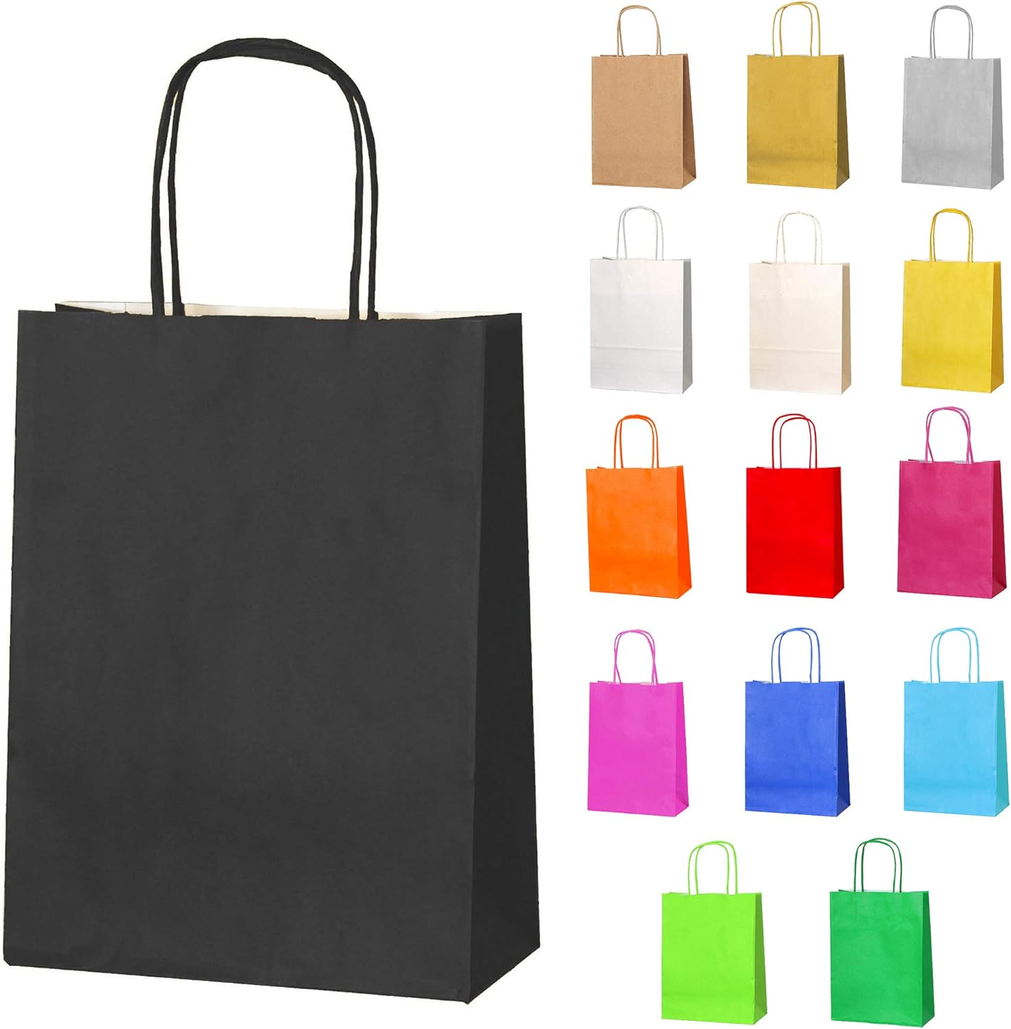 Thepaperbagstore 30 Black Small Paper Party Bags With Handles, 18x22x8cm