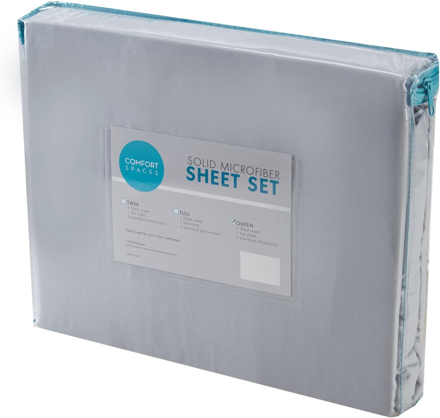 Comfort Spaces CS20-0121 Ultra Soft Hypoallergenic Microfiber 6 Piece Set, Wrinkle Fade Resistant Sheets with Pillow Cases Bedding, Queen, Light Gray: Home & Kitchen