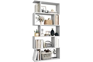Yusong Bookshelf, Geometric Bookcase S Shaped Book Shelves Unit for Living Room, 5 Tier Decorative Display Shelf for Bedroom,