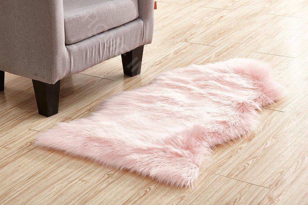 faux fur soft fluffy single sheepskin stule rug 60 x 100 cm (Baby pink)