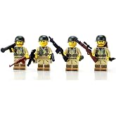 Battle Brick 1.6 Inches Tall Collectible US Army WW2 Tan Soldiers Complete Squad Collectible Minifigures | Genuine Military Minifig | Printed in the USA | Great Gift for Teen to Adult AFOL