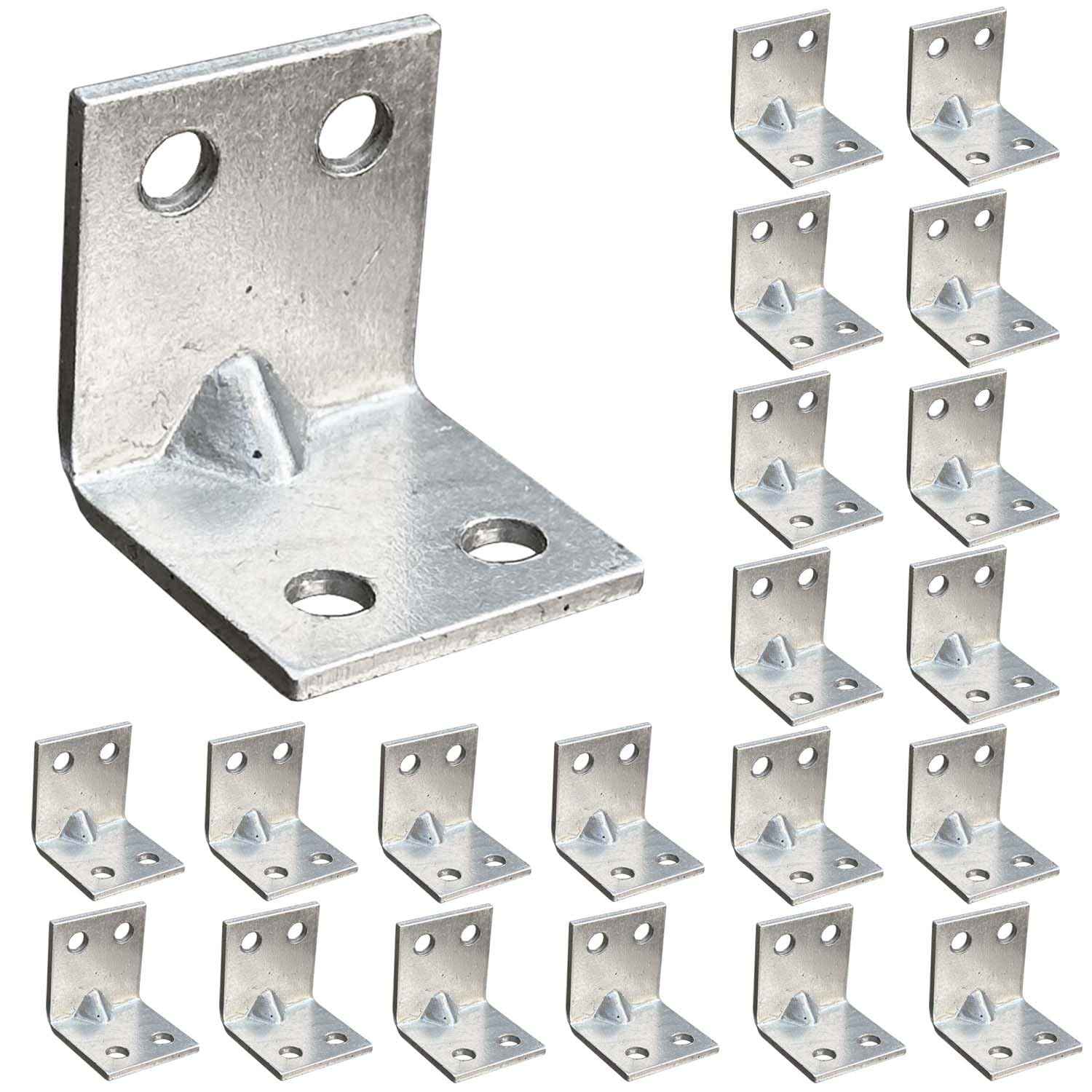 OMIDEAS 20 x Corner Brackets (20 x 20 x 20) Angle Reinforced Metal Braces Wood Timber Galvanised Steel Sheet Connecting Joining Fixing L Repair Connector