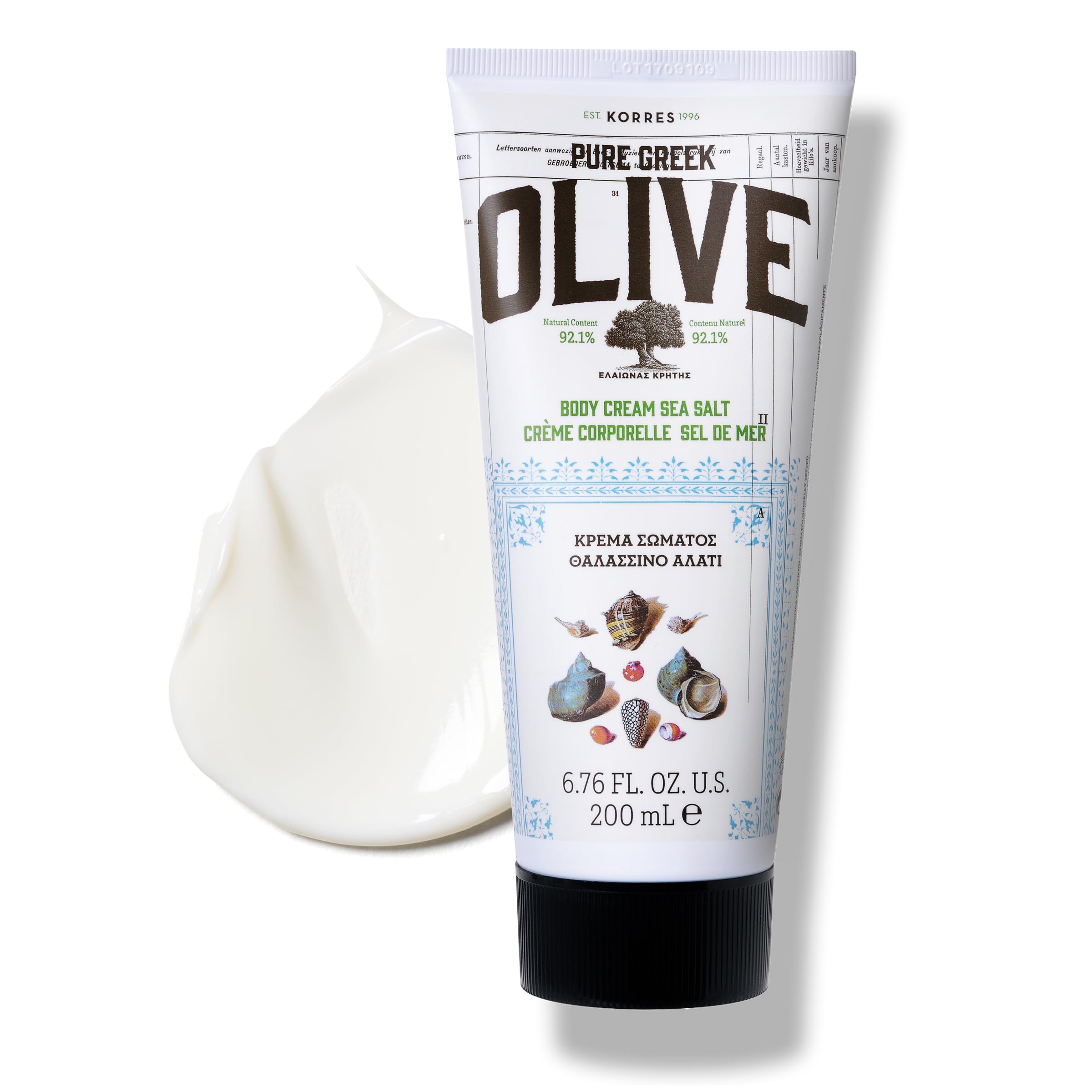 KORRES Pure Greek Olive & Sea Salt Body Cream 200ml, Vegan