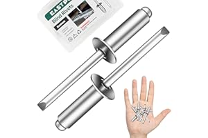 EASTPUK 100 Pcs 1/4" x 3/4" Aluminum Blind Pro Rivets, 6.4 x 20mm Pop Rivets, 1/4 Rivet Aluminum Grip and Steel Mandrel