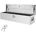 VEVOR Heavy Duty Aluminum Truck Bed Tool Box, Diamond Plate Tool Box with Side Handle and Lock Keys, Storage Tool Box Chest Box Organizer for Pickup, Truck Bed, RV, Trailer, 48"x15"x15", Silver