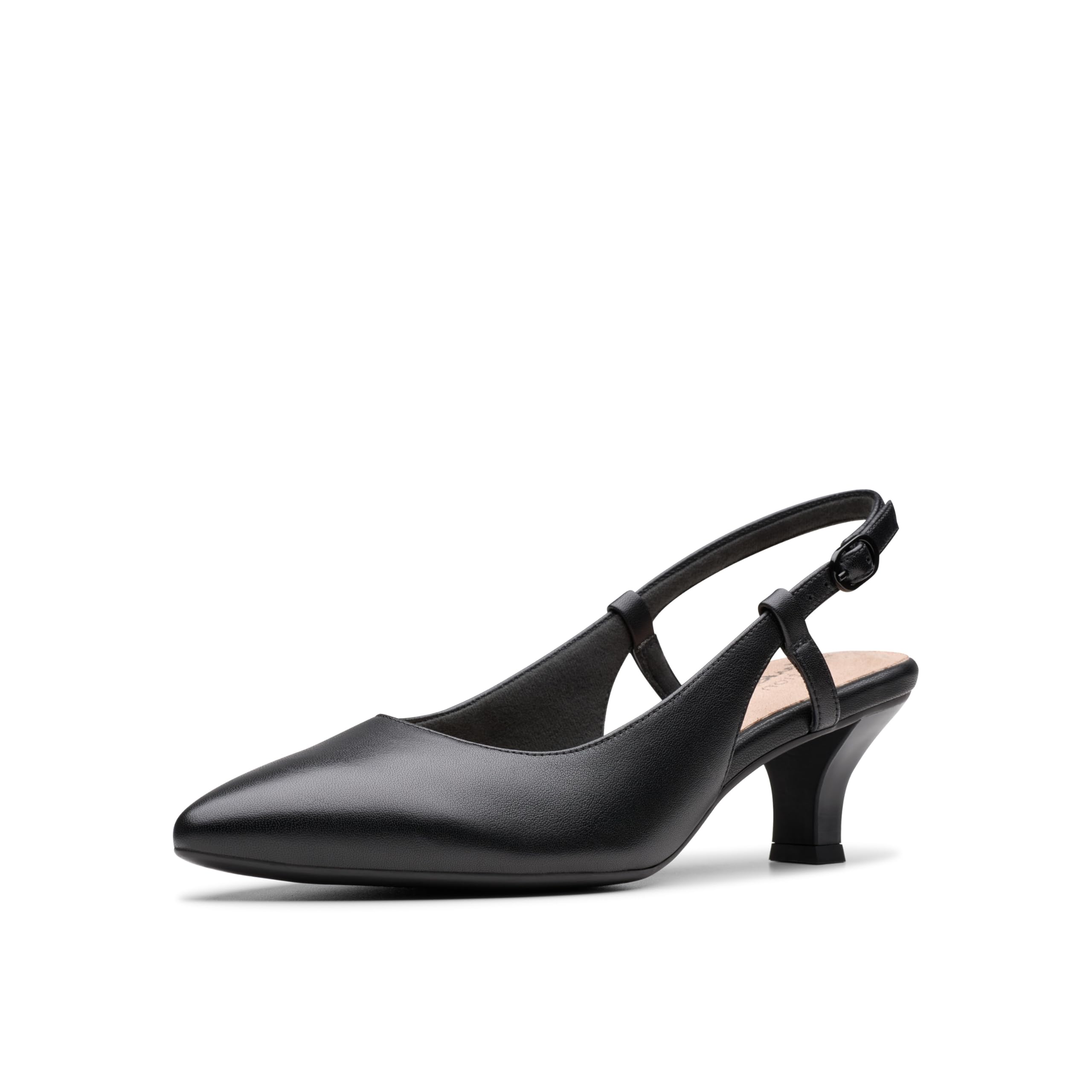 Clarks Women’s Kepley Lane Pump, Black Leather, 9 Medium