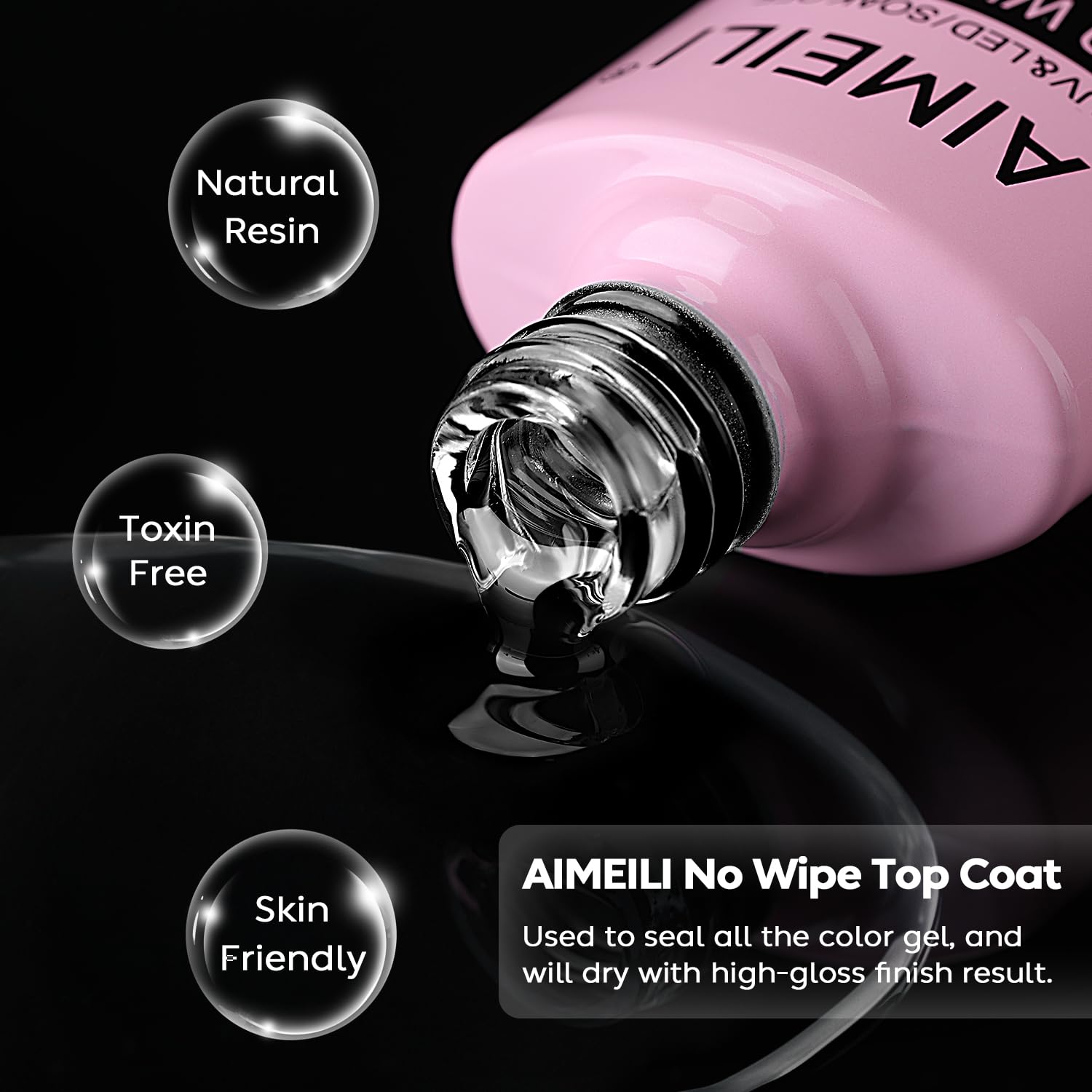 AIMEILI 5 in 1 Builder Base Hema Free Clear Builder Nail Gel for Nails Extension and No Wipe Top Set Soak Off U V LED Cruelty Free Vegan Gel Nail Lacquer - Image 7