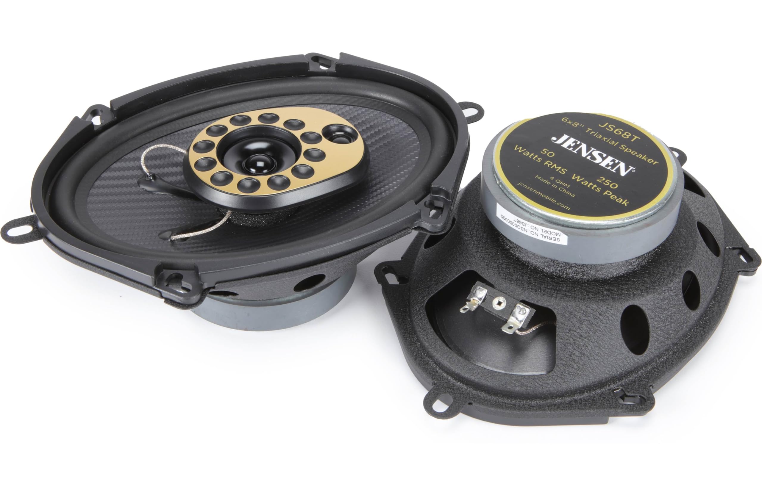 Pair of 5x7 / 6x8 Full Range 50W RMS 4-Ohm Jensen JS68T 3-Way Speakers by Jensen