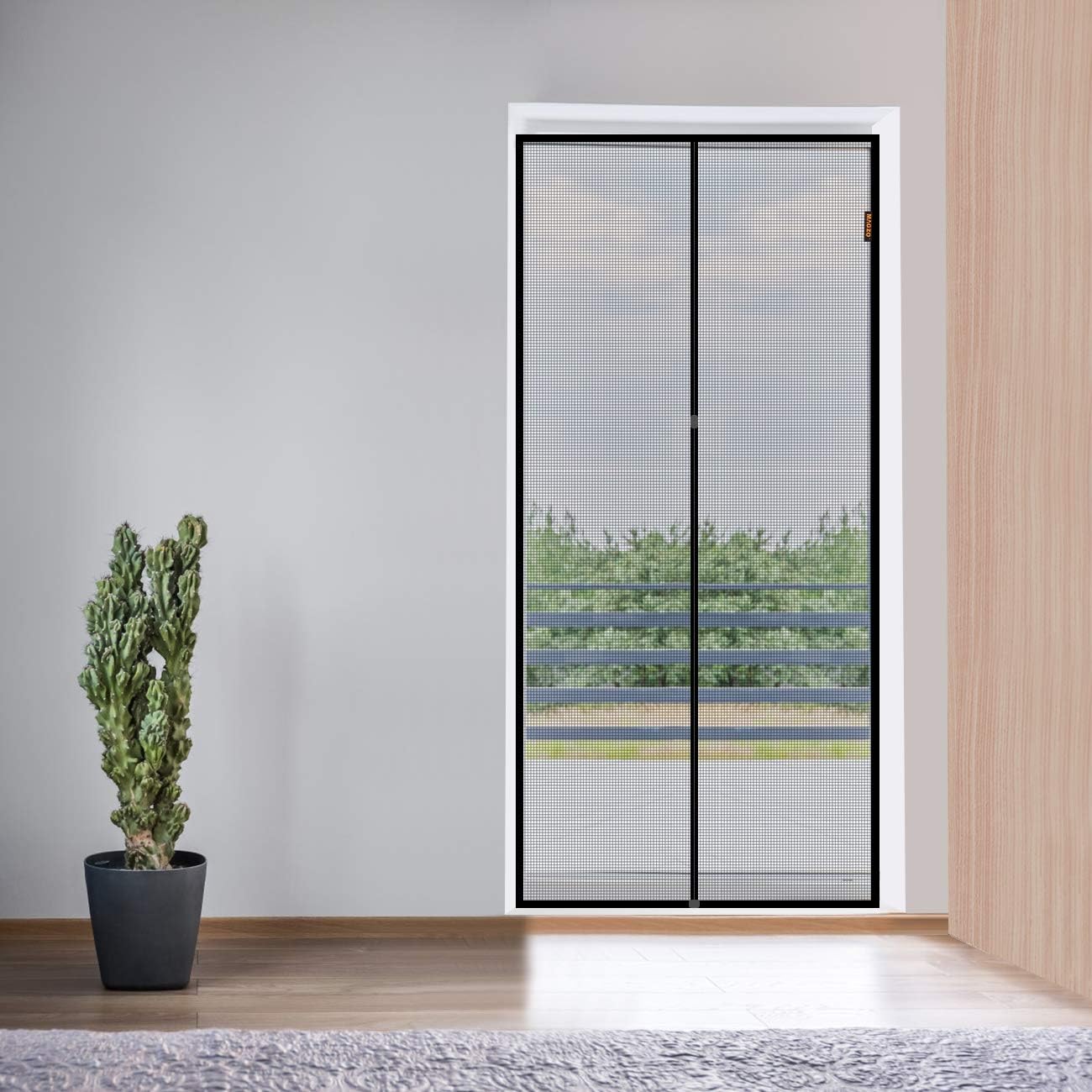 MAGZO Magnetic Screen Door 36 x 82, Reinforced Fiberglass Mesh Curtain Front Door Mesh with Full Frame Hook&Loop Fits Door Size up to 36"x82" Max-Grey - - 