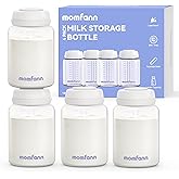 MOMFANN Breastmilk Storage Bottle 4 Pack, 10oz Milk Storage Bottle – Wide-Neck Fit for Most Nipples, Leak-Proof, BPA-Free, for Fridge & Travel