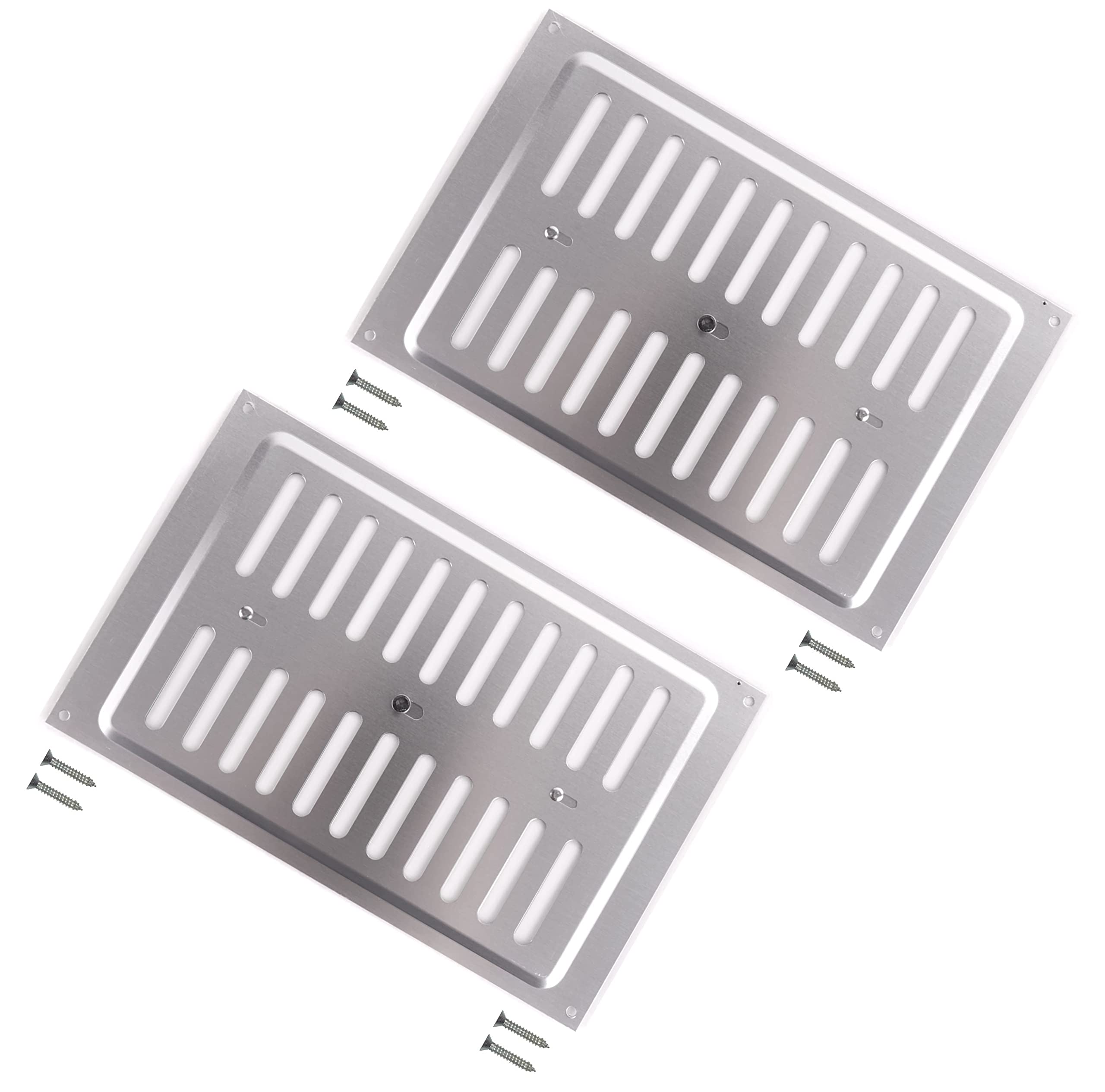 TERF® 9'' X 6'' Open and Close Adjustable Aluminium Air Vents 9'' X 6'' (225mm X 150mm) Double Brick Hit & Miss Sliding Adjustable Ventilation Plate Grille Cover including Fixing Screw - Pack of 2