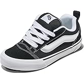 Vans Big Kids' Knu Skool Shoe | '90s Retro Puffy Low-Top Fashion Sneakers for Boys & Girls, Black/True White, 7