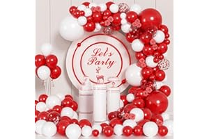ADOINBY 140Pcs Red and White Balloon Arch Kit for Birthday, Wedding, Engagements, Baby Shower, Christmas, Anniversary Party Decoration