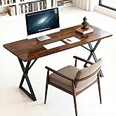 SMILHELTD Heavy Duty Office Desk 47.2" 800 lbs Capacity No Wobble Brown | 45 lbs Net Weight Computer Workstation, 1" Thicker Desktop, Strong Metal Frame Table for Home Office Gaming Vintage