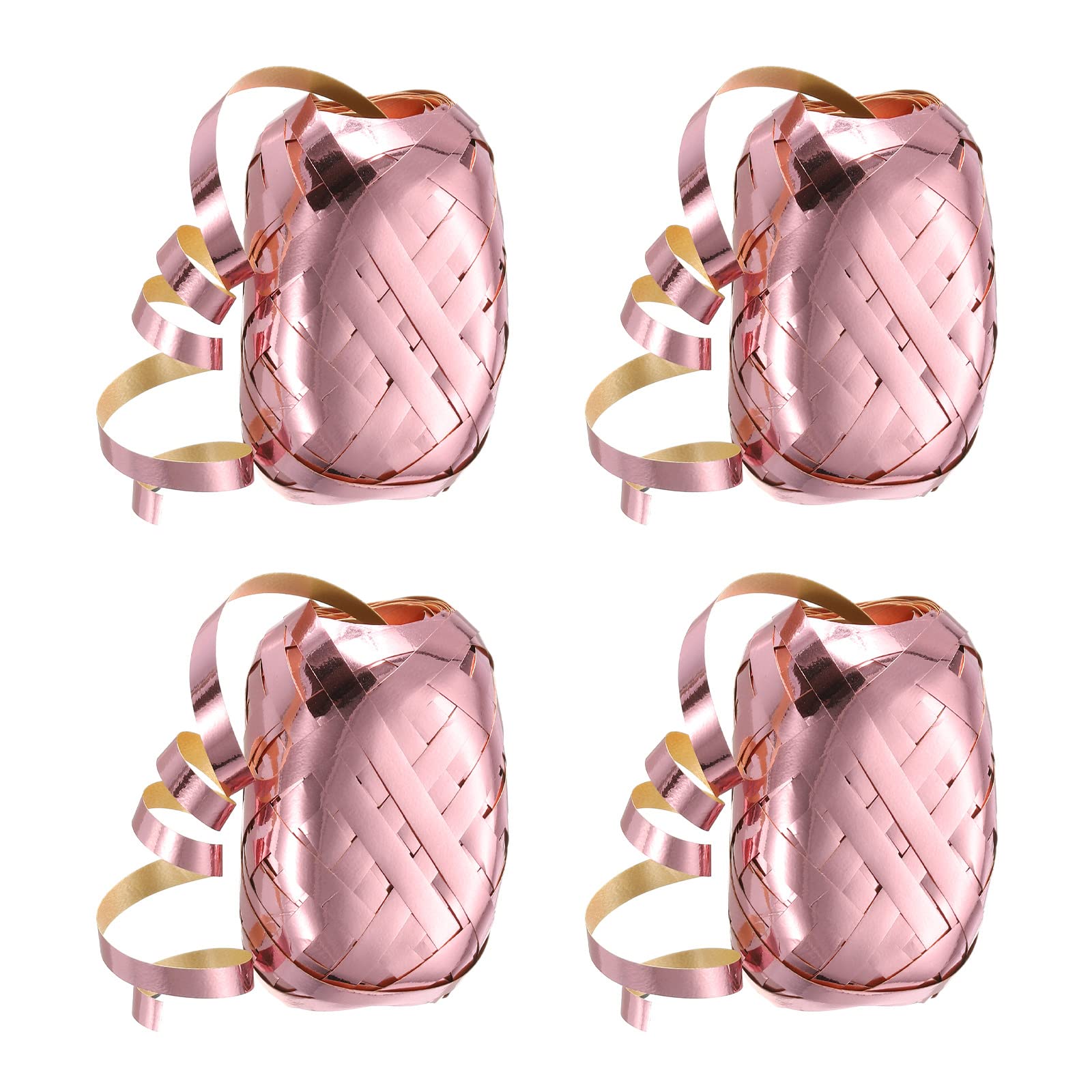 PATIKIL 4pcs Curling Ribbon Crimped Balloon String Shiny Metallic 5mm 10m for Christmas Wedding Gift Crafts Florists Decoration Rose Gold