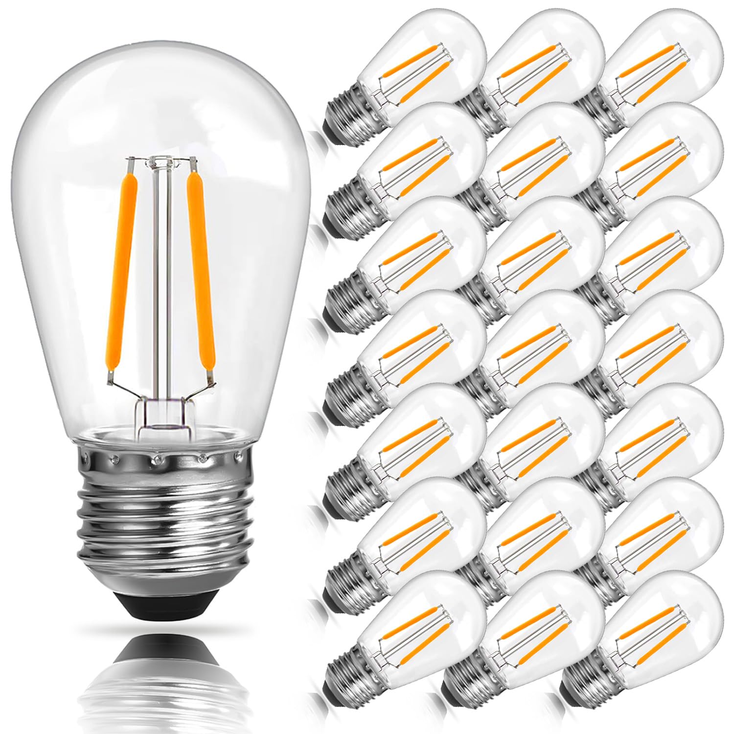 ROMANJOY 25 Pack LED E27 Edison Screw Bulb, 2200K Warm White,2W Equivalent 20W, E27 Vintage Light Bulbs S14 LED Shatterproof Replacement Bulb for Outdoor String Lights — image 1