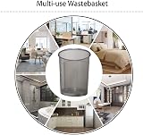 DIVCHI Round Trash Can Bin 1 Pack Silver Non-Slip Mesh Waste Paper Bin 27cm view 8