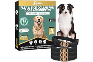 YOTANGO 4 Pack Dog Flea Collar, 32 Months Flea and Tick Prevention for Dogs, Flea Collar for Dogs Waterproof, Dog Flea and Tick Treatment, Adjustable Flea and Tick Collar for Puppy Dogs -Black