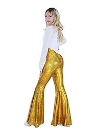 Womens Sequin Flare Pant Sparkly High Waisted Leg